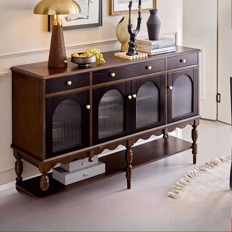 FG44Medieval style dining side cabinet French black retro living room against the wall American solid wood porch cabinet
FG44Medieval style dining side cabinet French black retro living room against the wall American solid wood porch cabinet