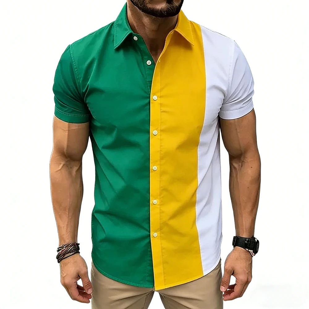 Men's Simple Short-Sleeve Shirt, Color-Block High-Definition Printed Shirt, Hawaiian Vacation Business Designer Men's Clothing
Men's Simple Short-Sleeve Shirt, Color-Block High-Definition Printed Shirt, Hawaiian Vacation Business Designer Men's Clothing