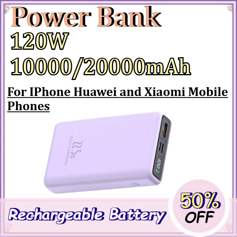 120W 10000/20000mAh Power Bank for IPhone Huawei and Xiaomi Mobile Phones Mini Compact Portable with Built-in Cable
120W 10000/20000mAh Power Bank for IPhone Huawei and Xiaomi Mobile Phones Mini Compact Portable with Built-in Cable