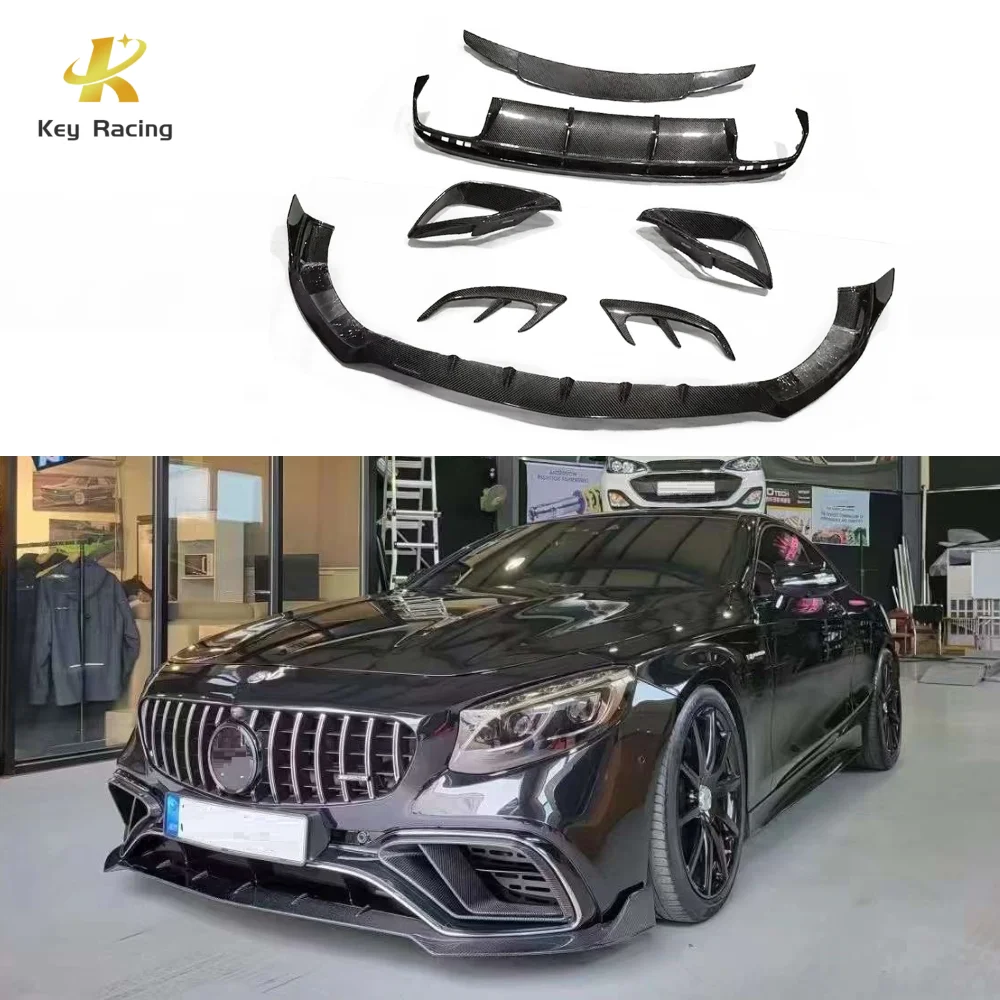 W217 S63 Комплект кузова из углеродного волокна в стиле B, передний бампер, вентиляционное отверстие, задний диффузор, спойлер для Mercedes Benz S Class W217 C217 S63
W217 S63 Комплект кузова из углеродного волокна в стиле B, передний бампер, вентиляционное отверстие, задний диффузор, спойлер для Mercedes Benz S Class W217 C217 S63