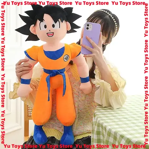 Large 90cm Dragon Ball Son Goku Plush Toy Super Saiyan Kakarotto Soft Stuffed Plushies Doll Large Size Pillow Kids Birthday Gift