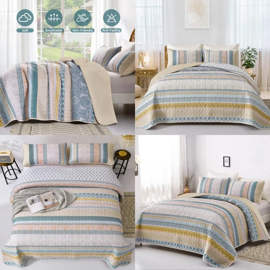 Boho Quilt Set Size, Bohemian 3 Pieces Fall Quilt Sets, Lightweight Bedspread Coverlet Bedding Set for All Season 104x90
Boho Quilt Set Size, Bohemian 3 Pieces Fall Quilt Sets, Lightweight Bedspread Coverlet Bedding Set for All Season 104x90