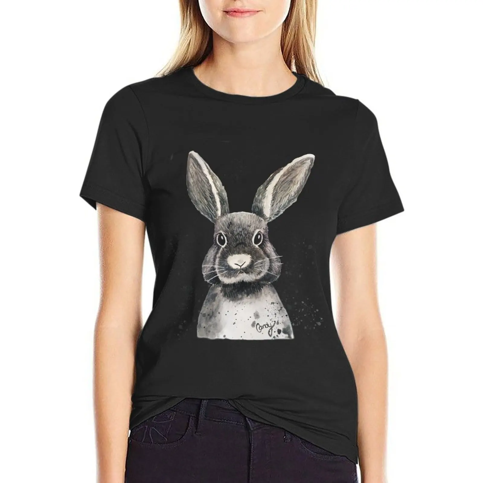 Rabbit T-Shirt blacks cute tops anime clothes workout shirts for Women 
Rabbit T-Shirt blacks cute tops anime clothes workout shirts for Women