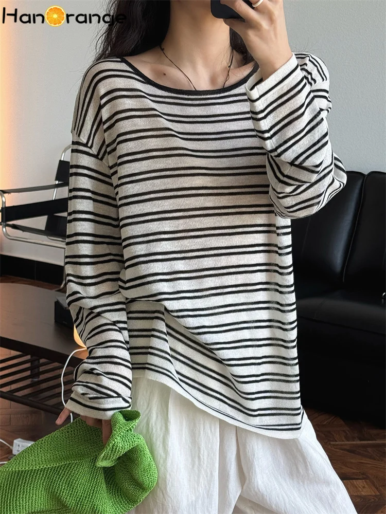 HanOrange 2025 Summer Lazy Retro Striped Back Strap Sunscreen Sweater Shirt Women Dry Breathable Top Black White/Blue
HanOrange 2025 Summer Lazy Retro Striped Back Strap Sunscreen Sweater Shirt Women Dry Breathable Top Black White/Blue