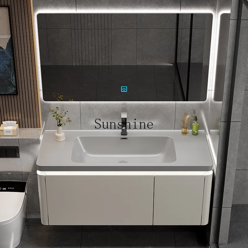 Integrated basin solid wood rounded corner bathroom cabinet combined bathroom washstand, bathroom
Integrated basin solid wood rounded corner bathroom cabinet combined bathroom washstand, bathroom