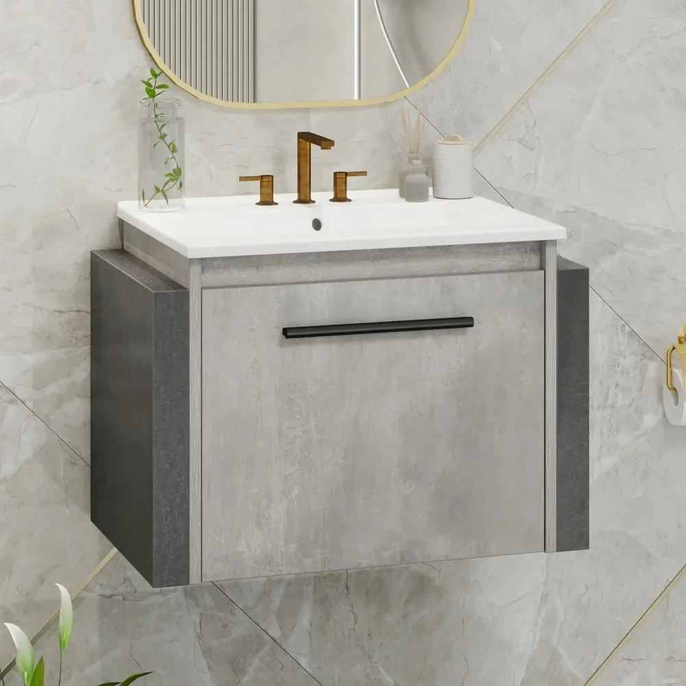 22" Floating Bathroom Vanity, Modern Wall Mount Bathroom Vanity with Sink Combo, Gray
22" Floating Bathroom Vanity, Modern Wall Mount Bathroom Vanity with Sink Combo, Gray