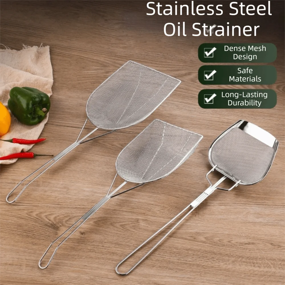 304 Stainless Steel Filter Spatula Coarse Mesh Heat Resistant Fine Mesh Filter Premium Long Handle Filter Spoon Kitchen Supplies
304 Stainless Steel Filter Spatula Coarse Mesh Heat Resistant Fine Mesh Filter Premium Long Handle Filter Spoon Kitchen Supplies