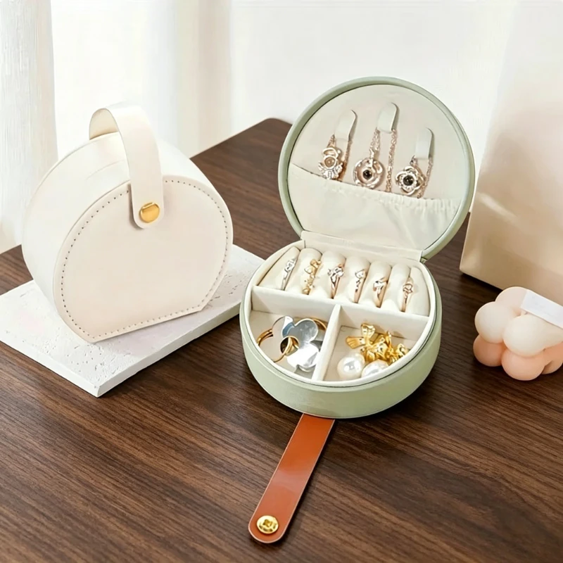 Semicircle PU Leather Jewelry Organizer Portable Travel Jewelry Box with Handle Necklace Earrings Rings Storage Mini Accessories
Semicircle PU Leather Jewelry Organizer Portable Travel Jewelry Box with Handle Necklace Earrings Rings Storage Mini Accessories