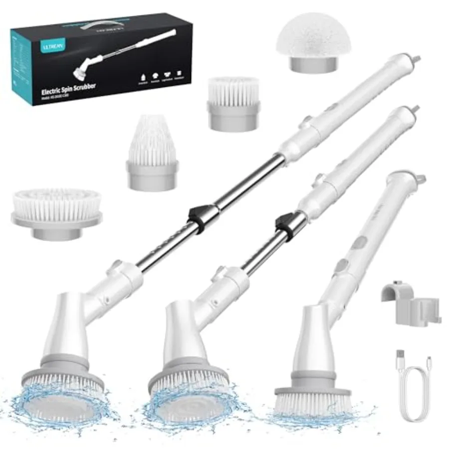 Spin Brush Cordless Electric Spin Scrubber with 4 Replaceable Brush Heads Adjustable Extension Handle 2 Speed Shower Scrubber f
Spin Brush Cordless Electric Spin Scrubber with 4 Replaceable Brush Heads Adjustable Extension Handle 2 Speed Shower Scrubber f