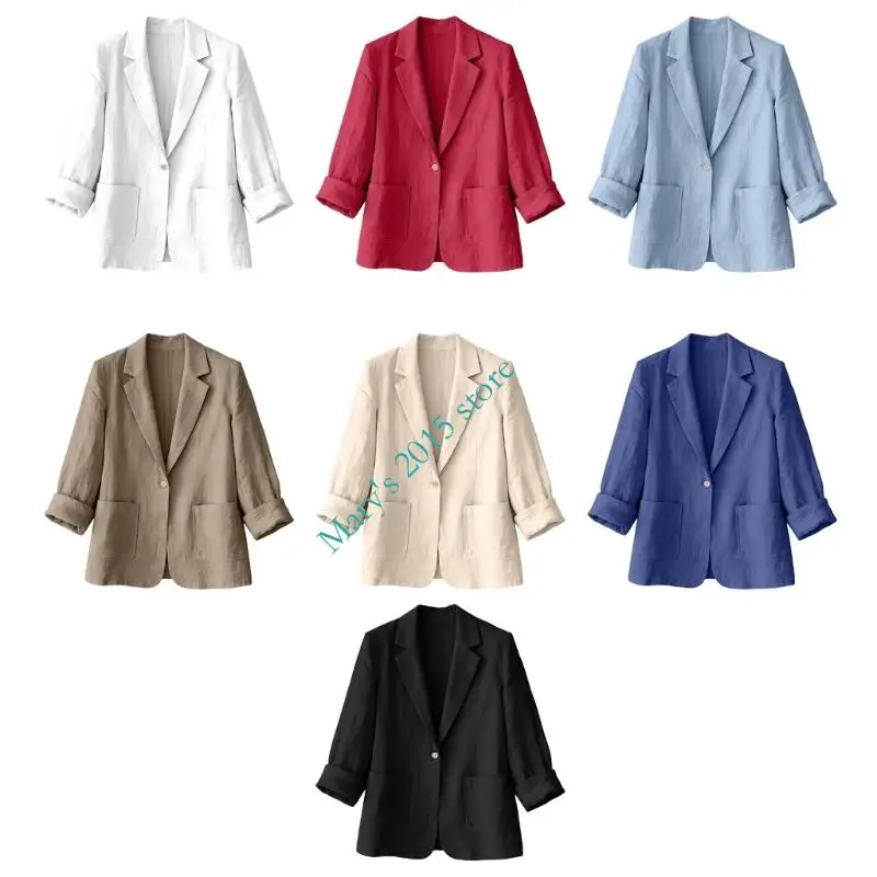 Women Suit Single Button Notched Lapel Tailored Coat with Rolled 3/4 Sleeves and Front Pockets for Office Daily Wear
Women Suit Single Button Notched Lapel Tailored Coat with Rolled 3/4 Sleeves and Front Pockets for Office Daily Wear