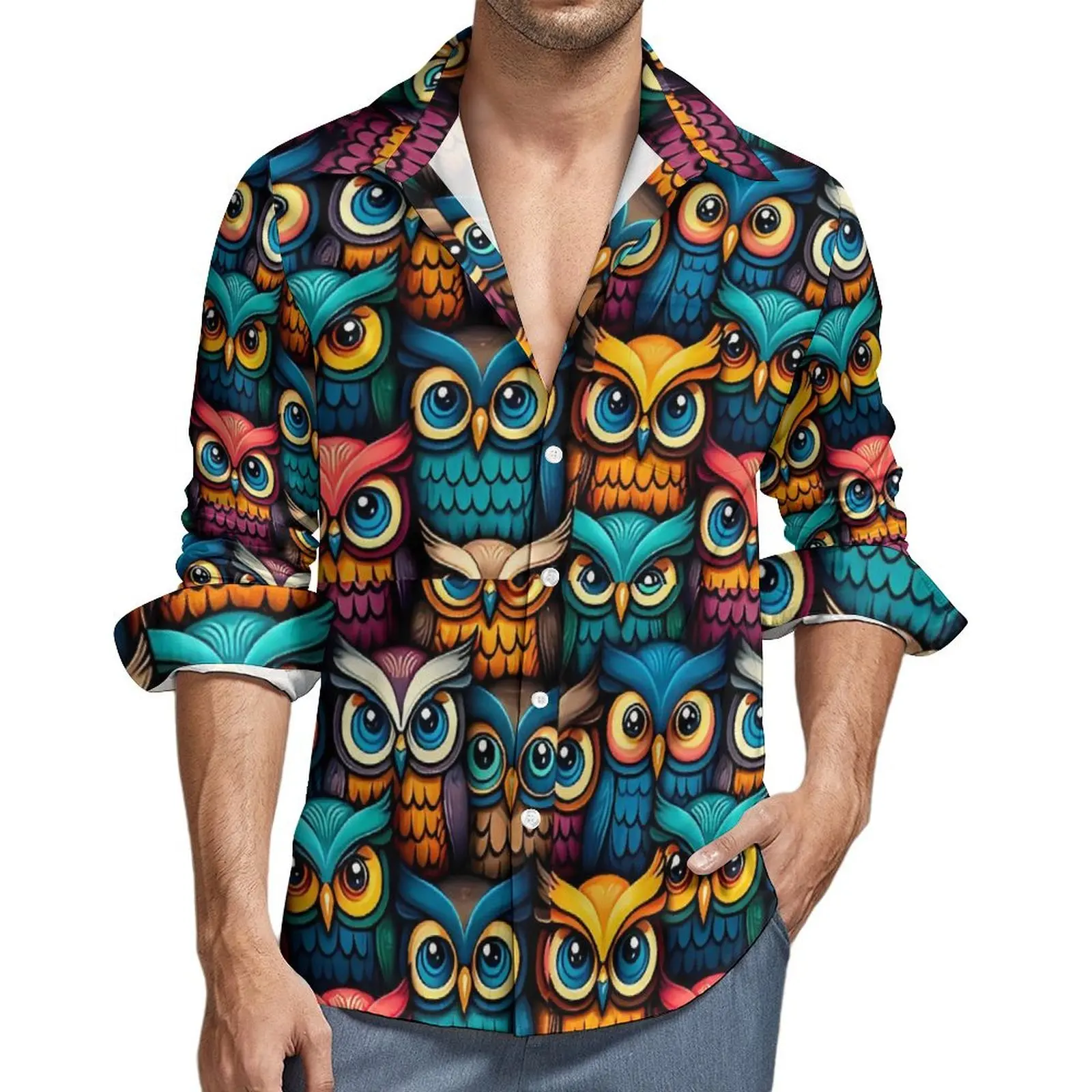 Colorful Bold Owl Shirt Autumn Cartoon Animal Casual Shirts Man Cool Blouses Long Sleeve Custom DIY Harajuku Tops Plus Size
Colorful Bold Owl Shirt Autumn Cartoon Animal Casual Shirts Man Cool Blouses Long Sleeve Custom DIY Harajuku Tops Plus Size