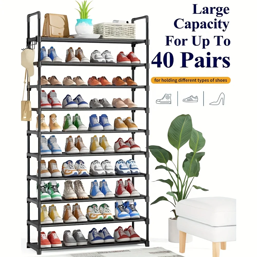 Shoe Storage Unit, Multi-Tier Shoe Organizer, Freestanding Stackable Shoe Shelf with Dividers, Sturdy Metal Shoe Rack for Hallway, Closet, Entryway, Bedroom, Corridor, Black
Shoe Storage Unit, Multi-Tier Shoe Organizer, Freestanding Stackable Shoe Shelf with Dividers, Sturdy Metal Shoe Rack for Hallway, Closet, Entryway, Bedroom, Corridor, Black