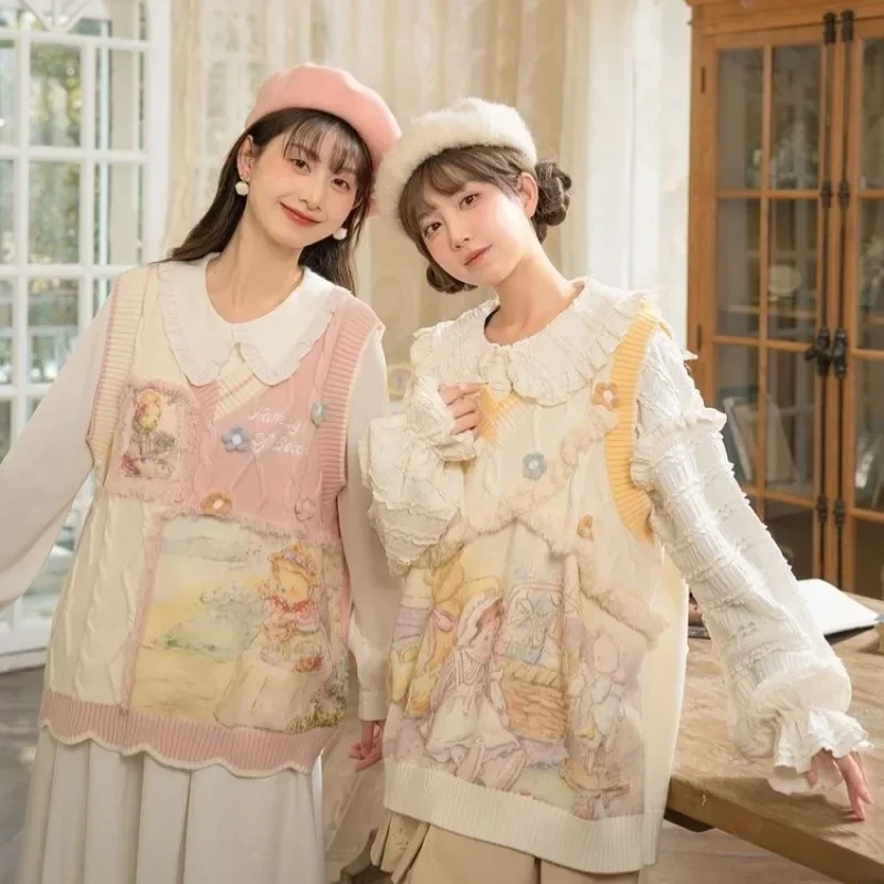 Fairy Tale Girl Print Mori Style Jacquard Knitted Pullover Vest Autumn New Sweet Loose Y2k Knitwear Women Outerwear Vest Sweater
Fairy Tale Girl Print Mori Style Jacquard Knitted Pullover Vest Autumn New Sweet Loose Y2k Knitwear Women Outerwear Vest Sweater