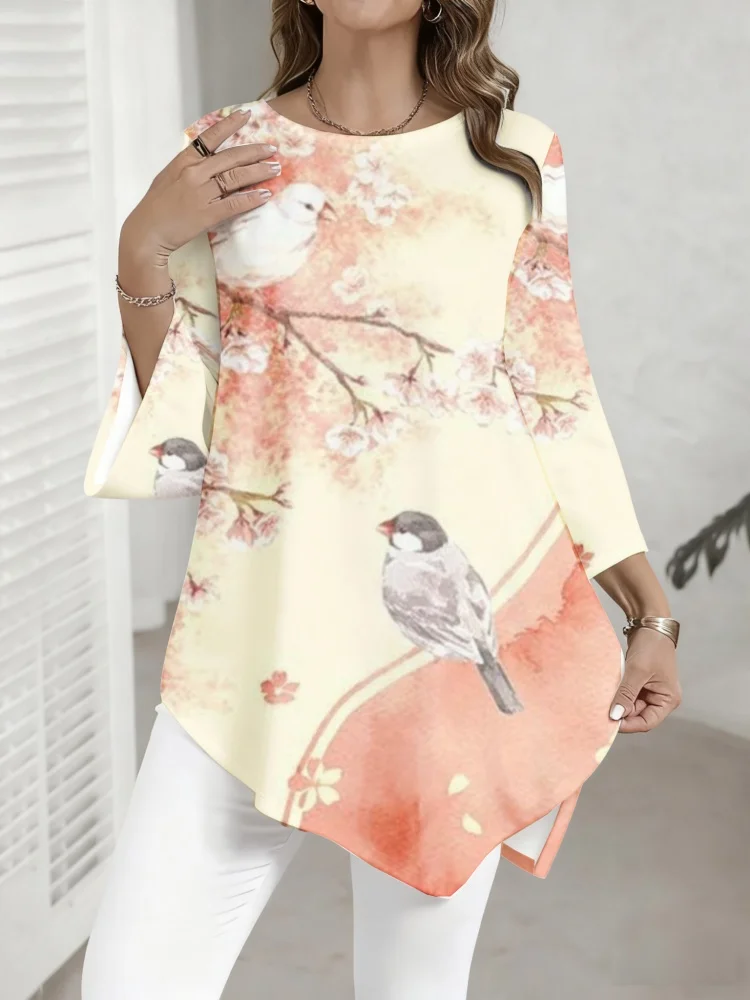 Women's Plus Size Blouses Asymmetrical Hem Shirt Vintage Floral 3/4 Flare Sleeve Tunic Top Breathable Lightweight Female Tops
Women's Plus Size Blouses Asymmetrical Hem Shirt Vintage Floral 3/4 Flare Sleeve Tunic Top Breathable Lightweight Female Tops