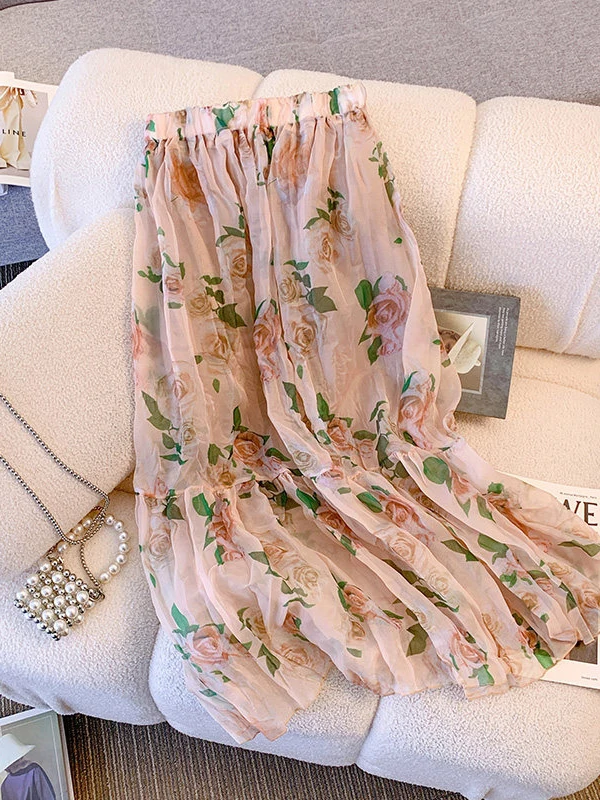 Elegant Women's Midi Skirt Spring Fashion High Waist A-Line Tulle Rose Floral Print Gown Commute Style Korean Version
Elegant Women's Midi Skirt Spring Fashion High Waist A-Line Tulle Rose Floral Print Gown Commute Style Korean Version
