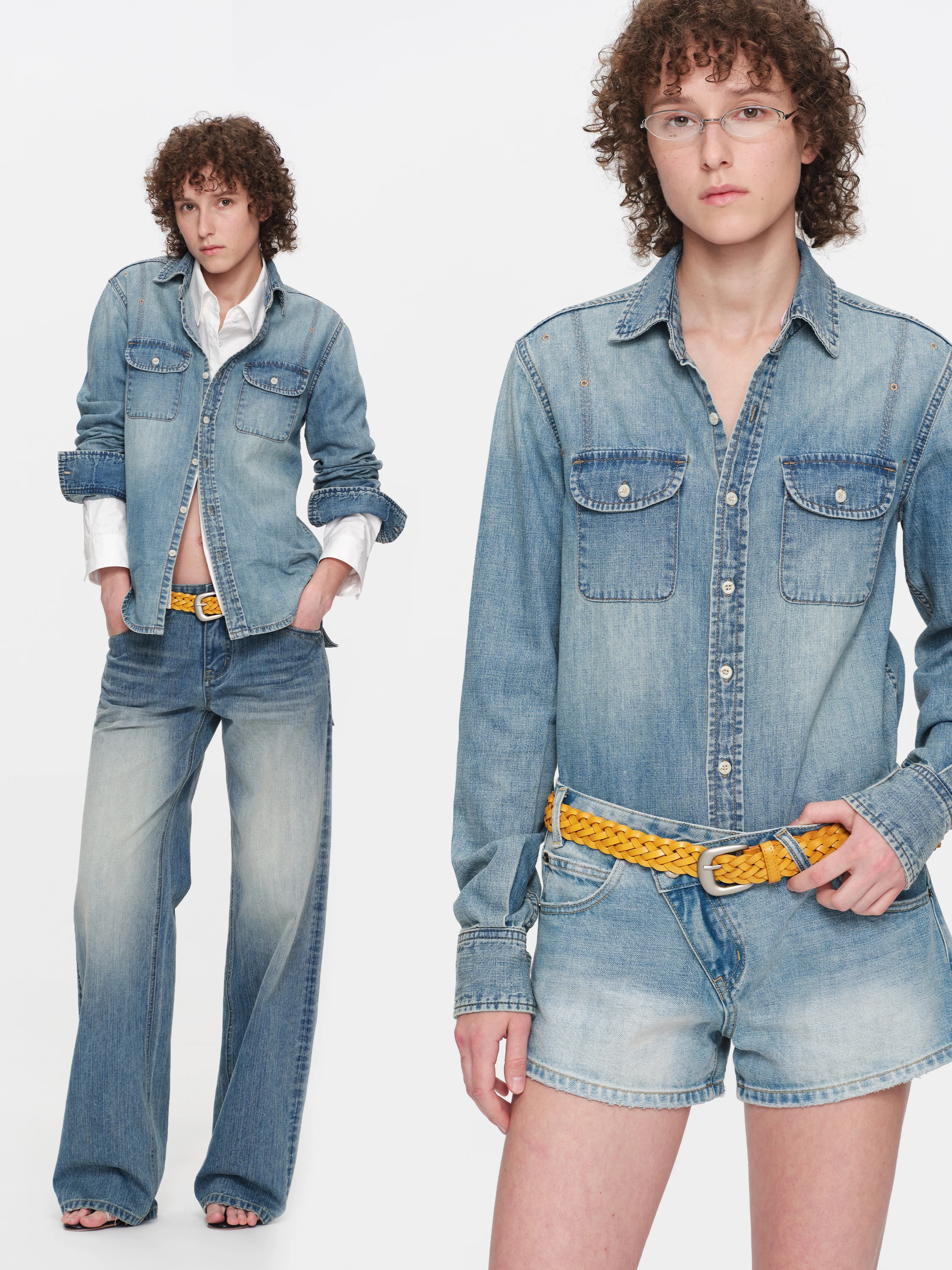 SMIIILE Vintage Washed Light Blue Denim Shirt Loose Long Sleeve Women's Top Classic Style Button Pocket Cotton Commute Fashion
SMIIILE Vintage Washed Light Blue Denim Shirt Loose Long Sleeve Women's Top Classic Style Button Pocket Cotton Commute Fashion