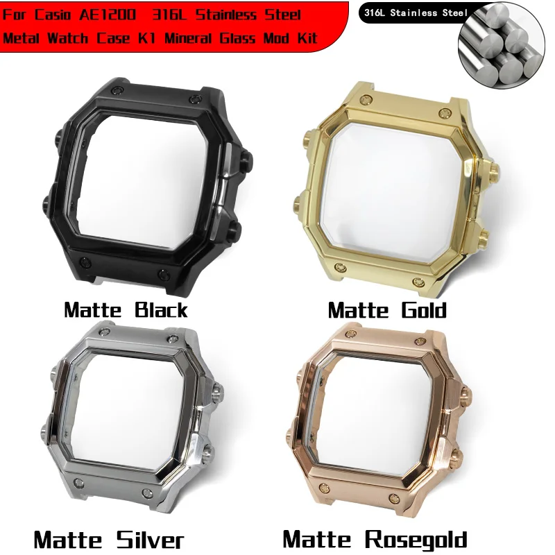 Compatible with AE1200 Watch Case Royale Mod Polished Matte K1 Mineral glass 316L Stainless Steel Metal WR100M Modifications
Compatible with AE1200 Watch Case Royale Mod Polished Matte K1 Mineral glass 316L Stainless Steel Metal WR100M Modifications