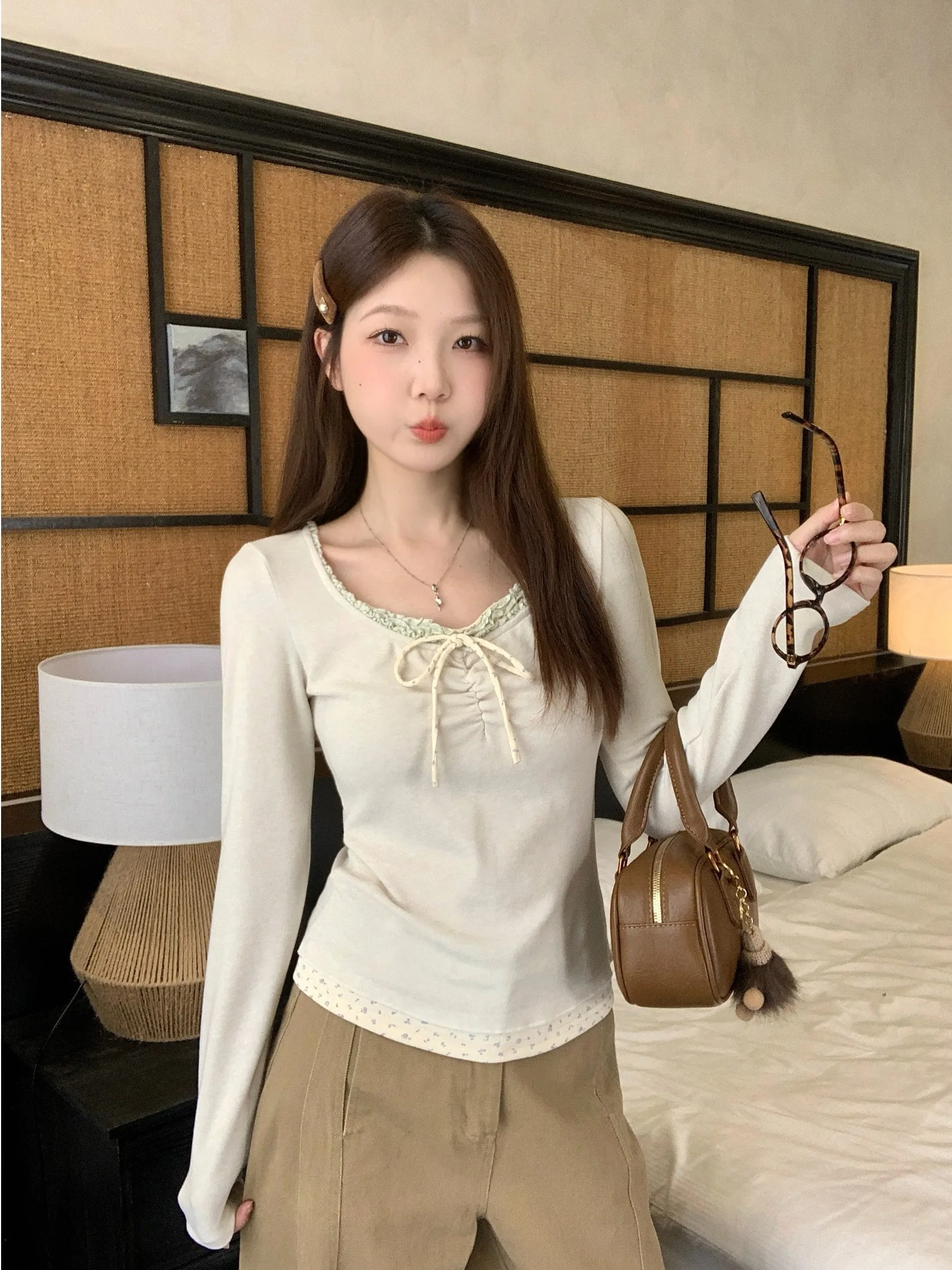 Sweet Sle Fake Two-Piece Floral Patchwork Belted Women's Autumn Winter New Inner Wear Base irt Top plus Size Faion
Sweet Sle Fake Two-Piece Floral Patchwork Belted Women's Autumn Winter New Inner Wear Base irt Top plus Size Faion