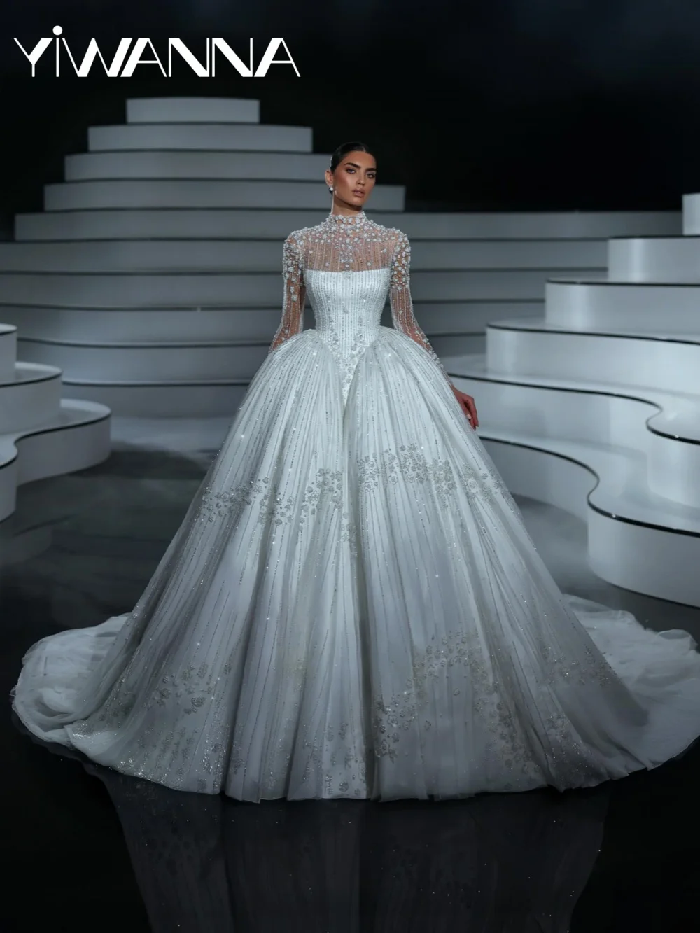 White Gorgeous Beaded Long Wedding Dress Dreamy High Collar Bridal Gown 2026 Customized Graceful Ball Gowns Dresses For Bride
White Gorgeous Beaded Long Wedding Dress Dreamy High Collar Bridal Gown 2026 Customized Graceful Ball Gowns Dresses For Bride