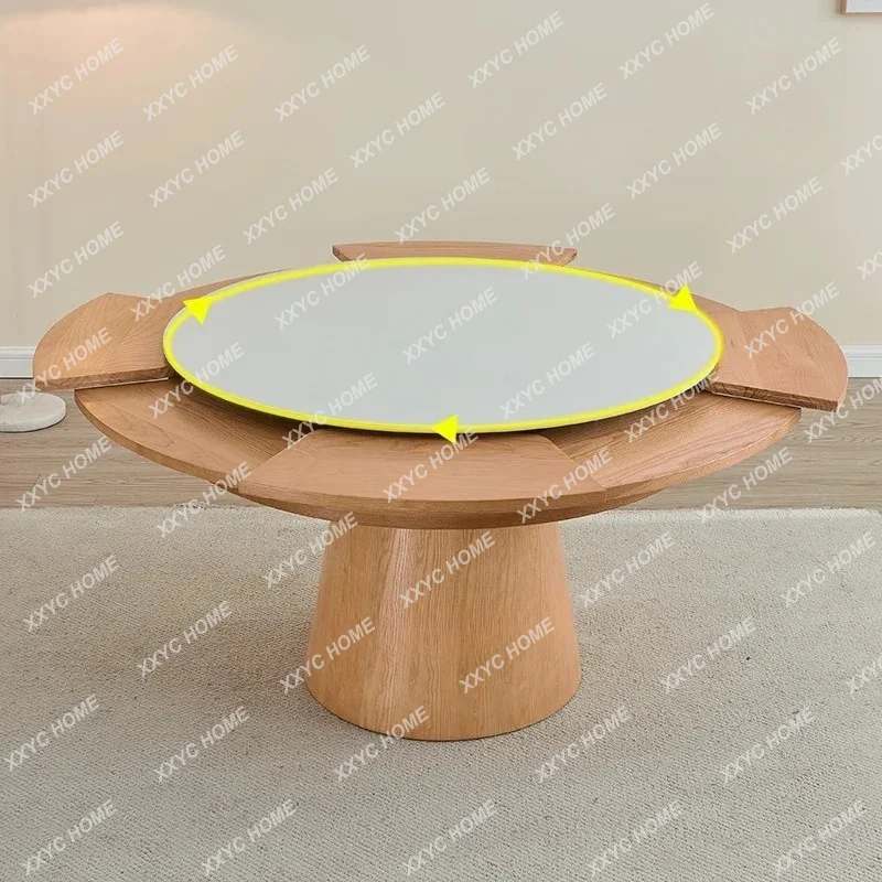 Rock slab rotating telescopic round dining table with turntable variable diameter ash wood dining table and chairs
Rock slab rotating telescopic round dining table with turntable variable diameter ash wood dining table and chairs