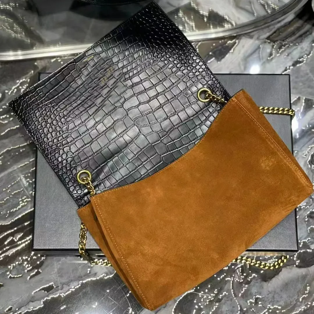 Reversible Shoulder Bags Double Face Suedeu0026crocodile Embossed Leather Latest Designer Blackbrick Handbags Front Flap Detachable Chain Strap Fashion Wallet
Reversible Shoulder Bags Double Face Suedeu0026crocodile Embossed Leather Latest Designer Blackbrick Handbags Front Flap Detachable Chain Strap Fashion Wallet