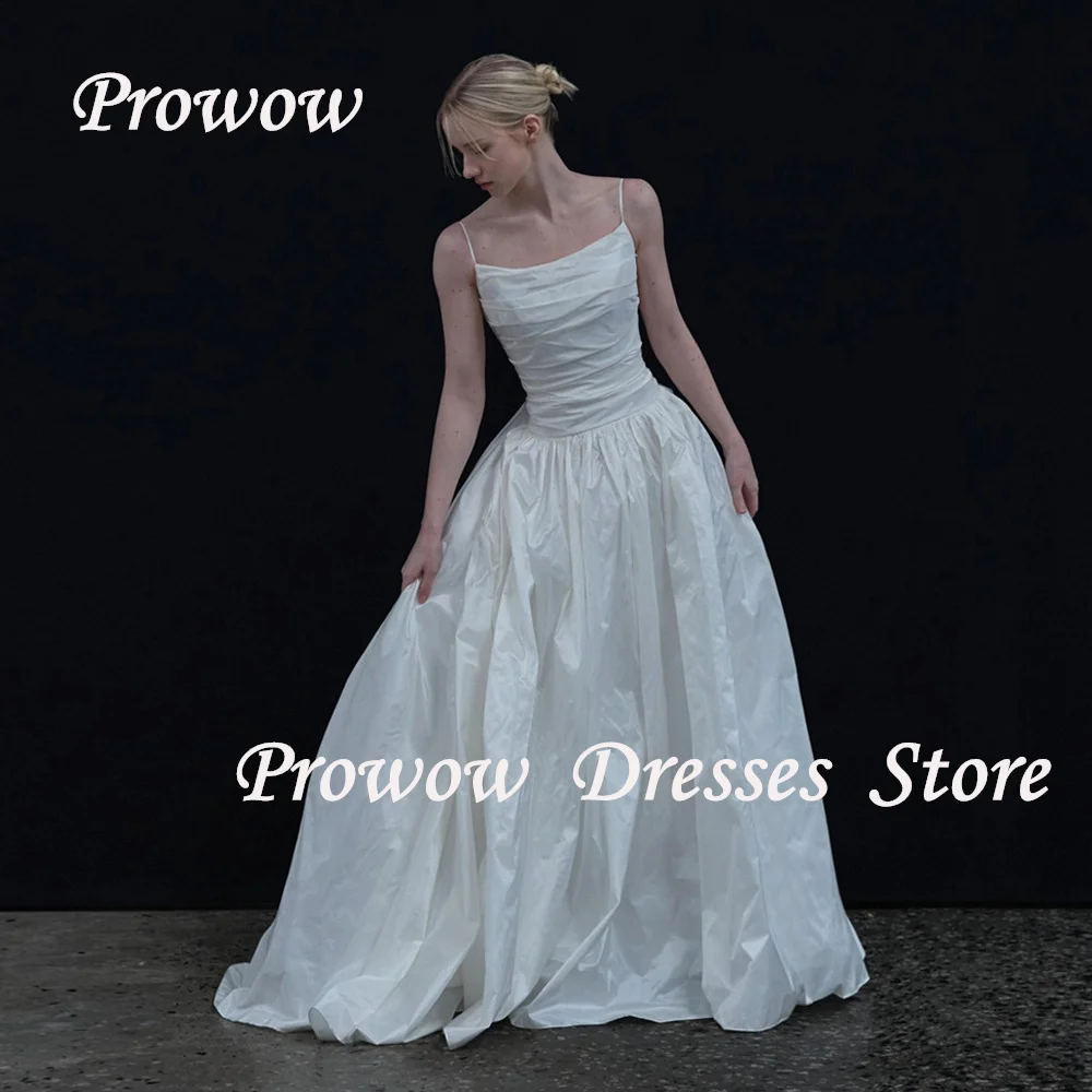 Prowow Simple Pleats Taffeta Wedding Dress Korea Photo Shoot A Line Bridal Gown Floor Length Corset Spaghetti Straps Customized
Prowow Simple Pleats Taffeta Wedding Dress Korea Photo Shoot A Line Bridal Gown Floor Length Corset Spaghetti Straps Customized