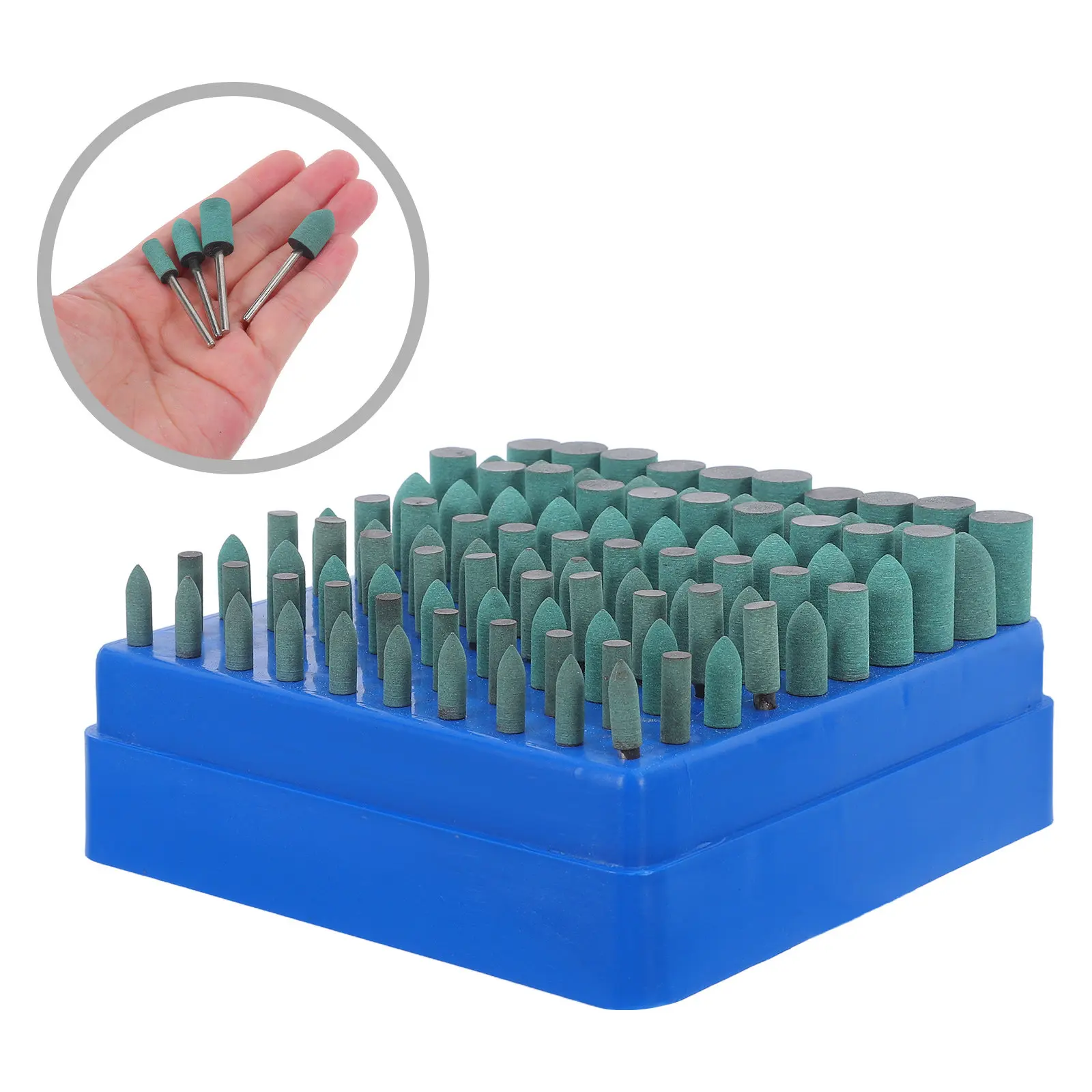 100pcs Polishing Kit 1/8 Inch Shank Rubber Green Buffer Abrasive Tips For Metal Glass Wood Detailing Rotary Tool Grinding
100pcs Polishing Kit 1/8 Inch Shank Rubber Green Buffer Abrasive Tips For Metal Glass Wood Detailing Rotary Tool Grinding