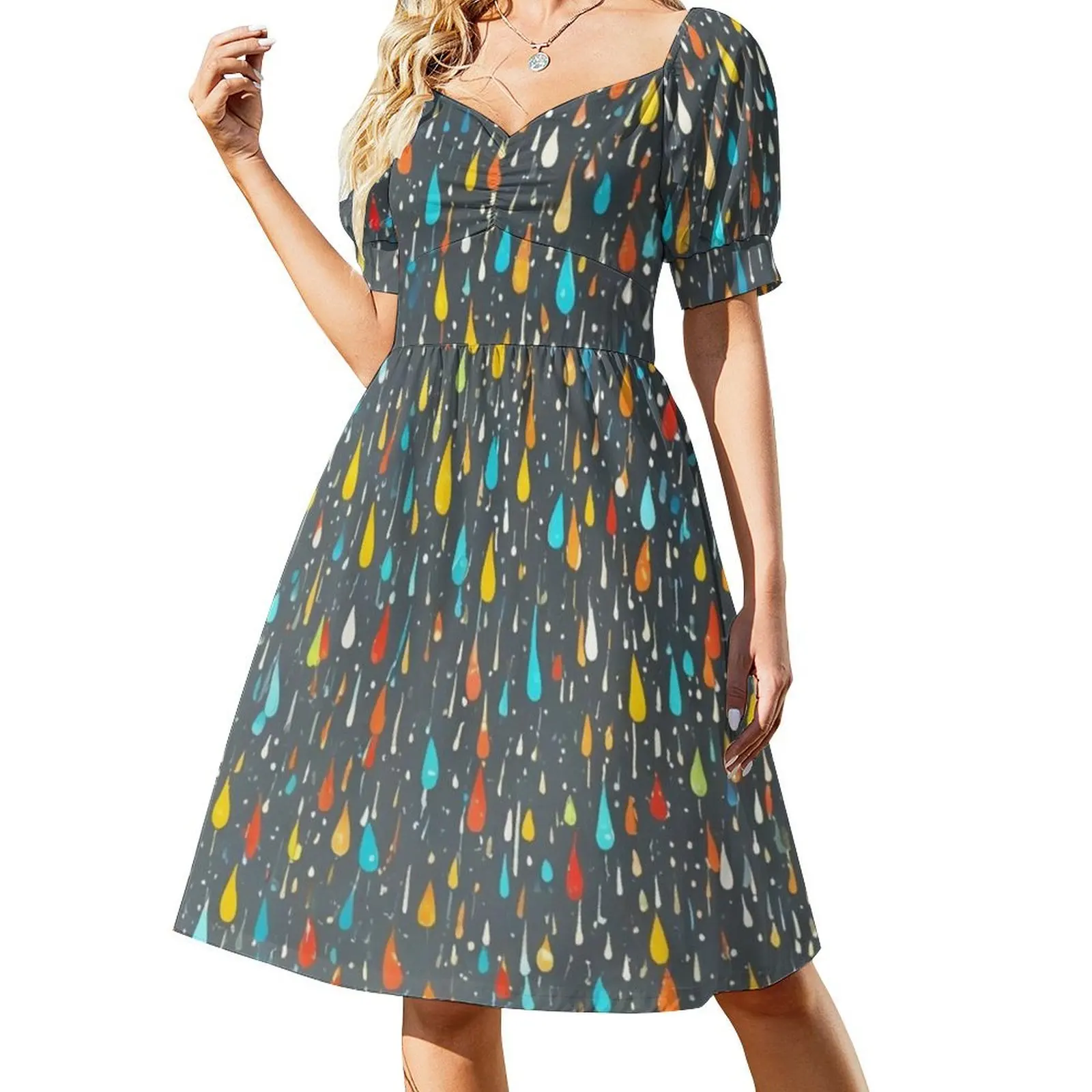 Abstract Colorful Raindrop Pattern Short Sleeved Dress Women's summer skirt dress Casual dresses Dress
Abstract Colorful Raindrop Pattern Short Sleeved Dress Women's summer skirt dress Casual dresses Dress