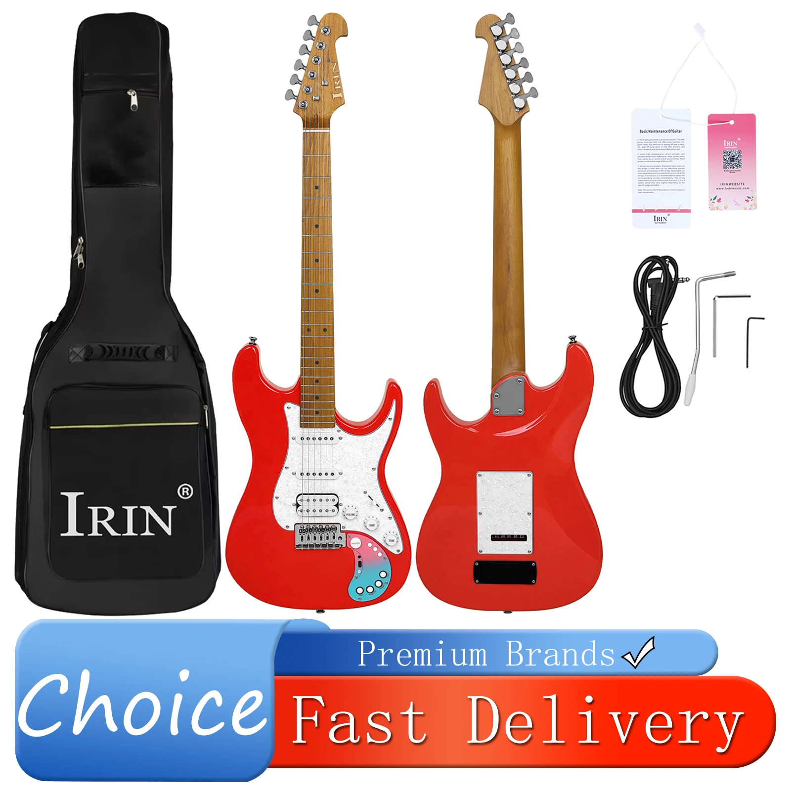 IRIN Electric Guitar 22 Frets Red Digital Built-in Bluetooth Speaker Effect Amplifier Portable Electric Guitar With Bag
IRIN Electric Guitar 22 Frets Red Digital Built-in Bluetooth Speaker Effect Amplifier Portable Electric Guitar With Bag