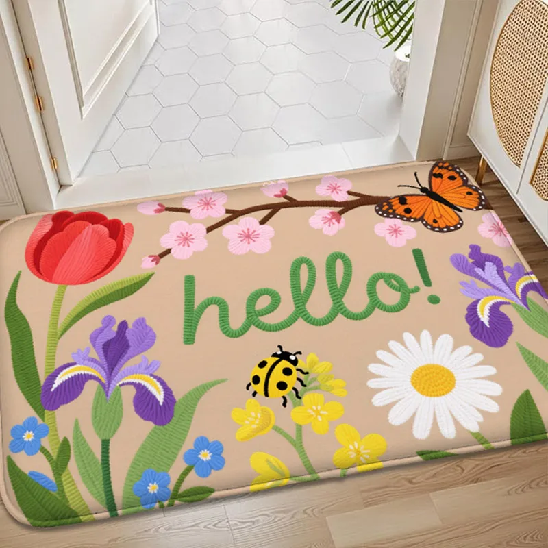 1PC colorful flower hello insect butterfly pattern printed flannel floor mat bedroom carpet entrance door mat indoor and outdoor
1PC colorful flower hello insect butterfly pattern printed flannel floor mat bedroom carpet entrance door mat indoor and outdoor
