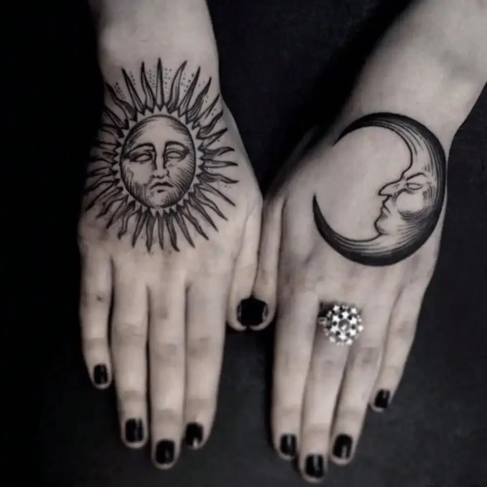 1 Sheet Unique Moon And Sun Design Cool Hand Tattoo Sticker - Waterproof, Long Lasting, And Easy To Apply Temporary Tattoo For Adults - Perfect For Festival, Party, And Everyday Wear
1 Sheet Unique Moon And Sun Design Cool Hand Tattoo Sticker - Waterproof, Long Lasting, And Easy To Apply Temporary Tattoo For Adults - Perfect For Festival, Party, And Everyday Wear