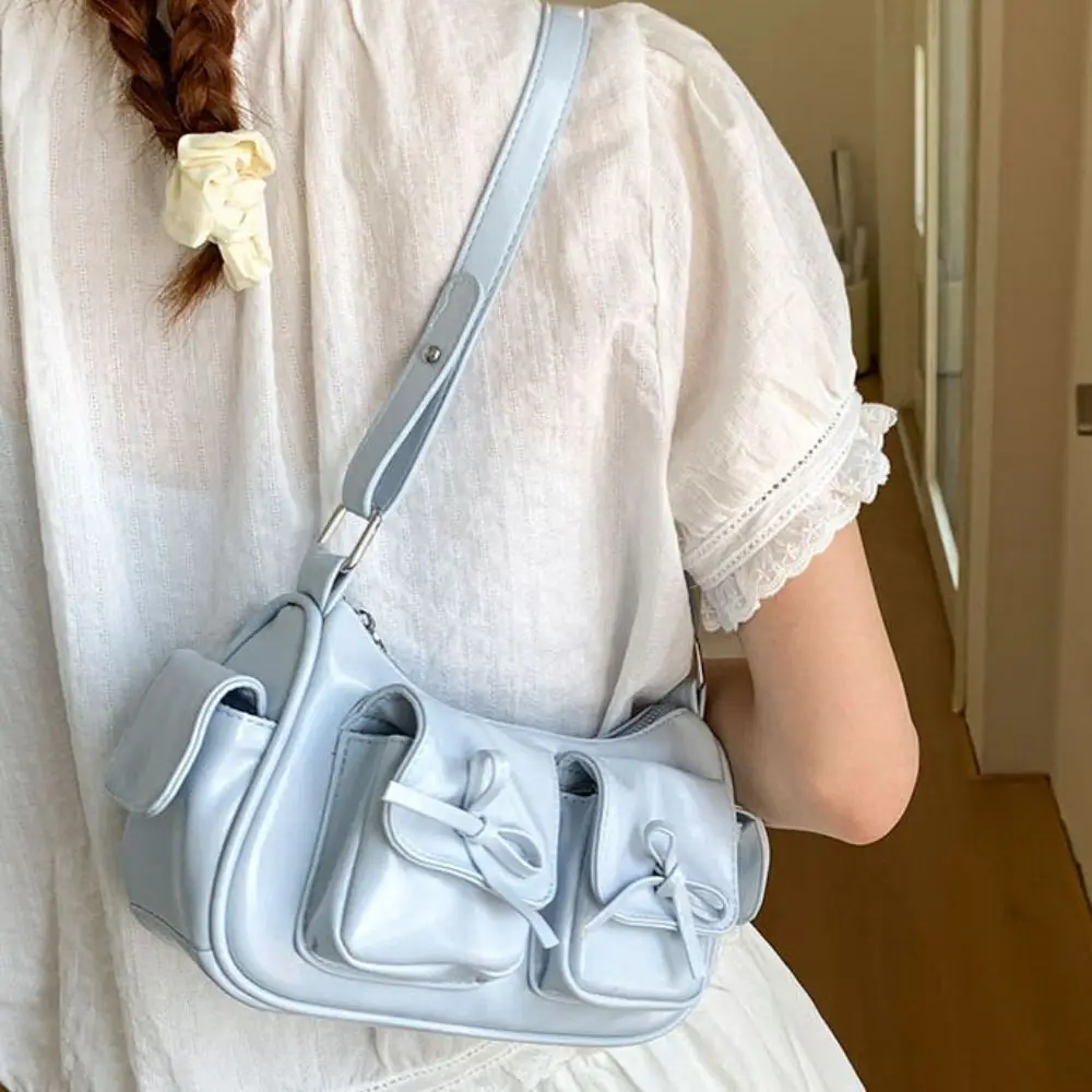 Multiple Pockets Bow Crossbody Bag Y2K Zipper PU Leather Underarm Bag Solid Color Adjustable Shoulder Strap Women Handbag
Multiple Pockets Bow Crossbody Bag Y2K Zipper PU Leather Underarm Bag Solid Color Adjustable Shoulder Strap Women Handbag