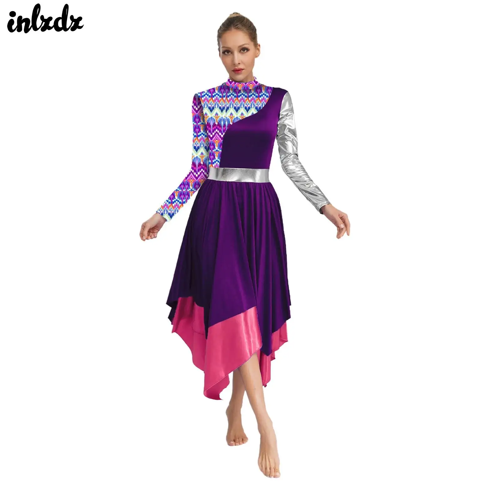 Womens Liturgical Praise Ballet Lyrical Dance Performance Costume Mock Neck Long Sleeve Print Church Choir Worship Dress
Womens Liturgical Praise Ballet Lyrical Dance Performance Costume Mock Neck Long Sleeve Print Church Choir Worship Dress