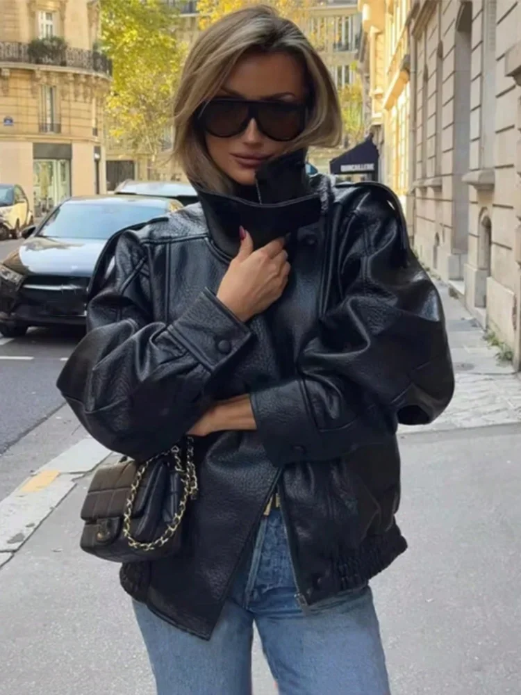 PU Jacket Motorcycle Style Fake leather Coat Women Y2k Faux Leather Jacket New Casual Leather Jacket Pebble Fall Personality
PU Jacket Motorcycle Style Fake leather Coat Women Y2k Faux Leather Jacket New Casual Leather Jacket Pebble Fall Personality
