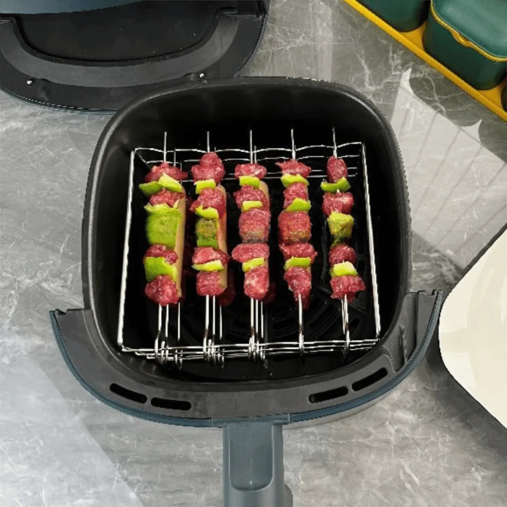 Стойка для гриля для фритюрницы из нержавеющей стали, трехслойная многоразовая фритюрница, гриль, вертикальный шампур, термостойкий
Стойка для гриля для фритюрницы из нержавеющей стали, трехслойная многоразовая фритюрница, гриль, вертикальный шампур, термостойкий