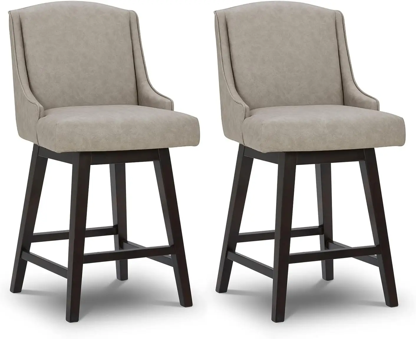 Counter Height Swivel Barstools, Fsc Certified Upholstered Faux Leather Bar Stools Set Of 2, 26"" Seat Height, Stone Grey
Counter Height Swivel Barstools, Fsc Certified Upholstered Faux Leather Bar Stools Set Of 2, 26"" Seat Height, Stone Grey