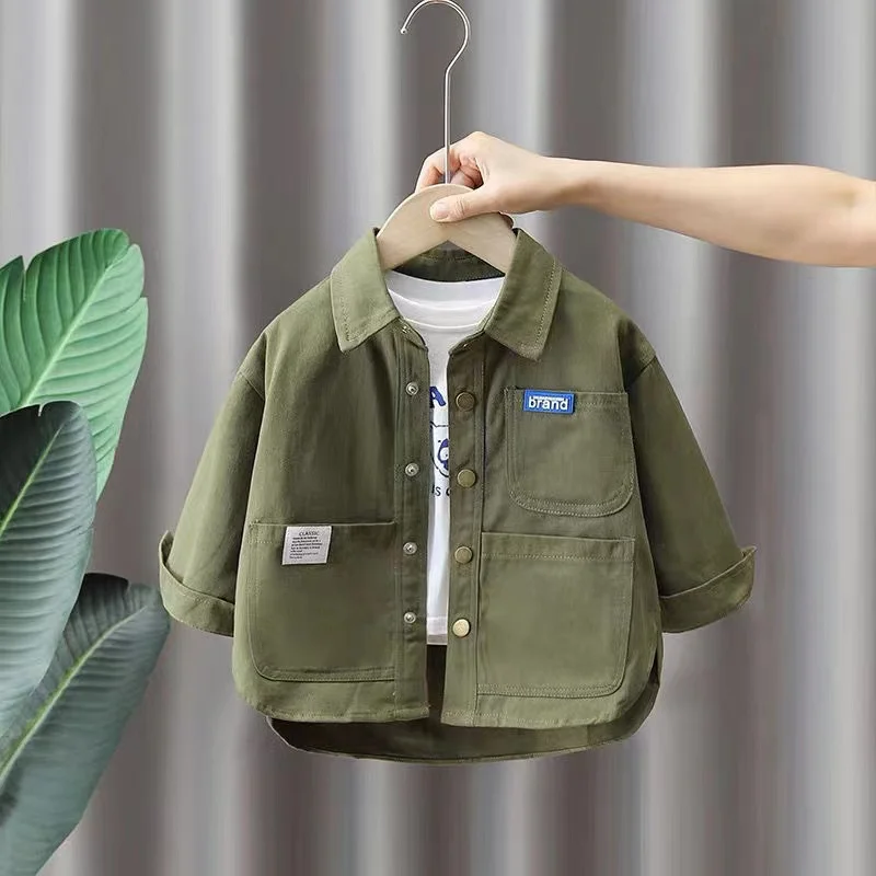 Boys' Spring and Autumn Coat 2024 New Fashionable Children's Fashion Splicing Top Boys' Long sleeved Shirt
Boys' Spring and Autumn Coat 2024 New Fashionable Children's Fashion Splicing Top Boys' Long sleeved Shirt