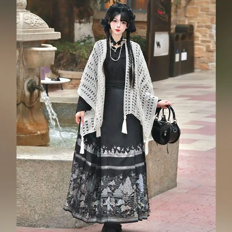 Gothic Hanfu Dress Set Women 2026 Elegant Victorian Style Shirt with Lotus Sleeves & Horse Face Skirt, 4 Piece Waist Tie Dress
Gothic Hanfu Dress Set Women 2026 Elegant Victorian Style Shirt with Lotus Sleeves & Horse Face Skirt, 4 Piece Waist Tie Dress