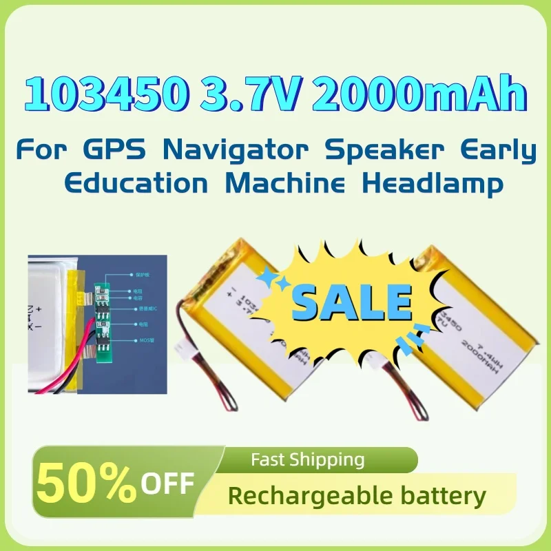 Li-Po Rechargeable Battery PH 2.54mm 2pin Plug for GPS Navigator Speaker Early Education Machine Headlamp 103450 3.7V 2000mAh
Li-Po Rechargeable Battery PH 2.54mm 2pin Plug for GPS Navigator Speaker Early Education Machine Headlamp 103450 3.7V 2000mAh