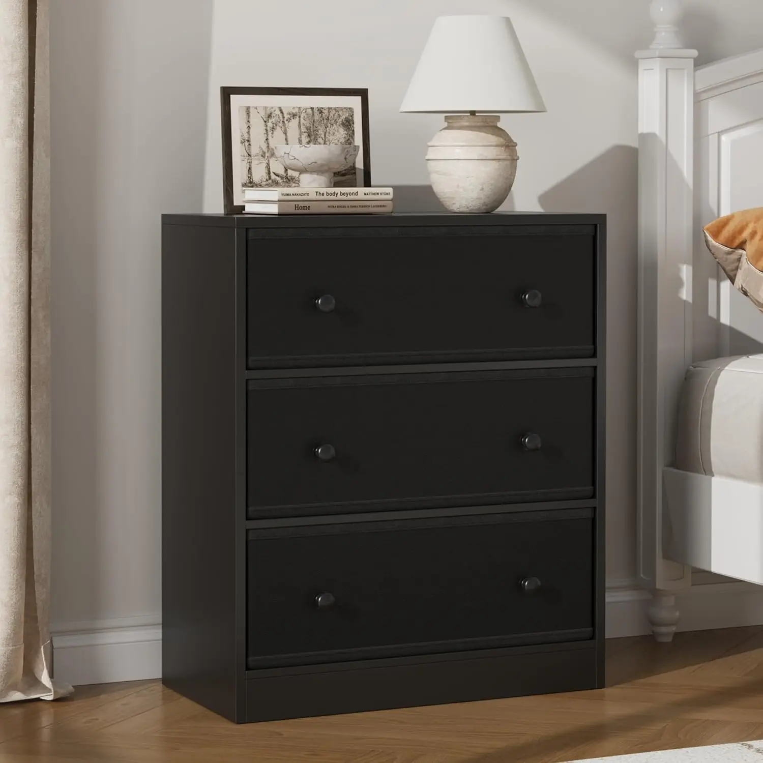 Modern Nightstand, 22.8" Wide Wood End Table With Fabric Drawers, Small Side Table For Bedroom, Black, Customized
Modern Nightstand, 22.8" Wide Wood End Table With Fabric Drawers, Small Side Table For Bedroom, Black, Customized