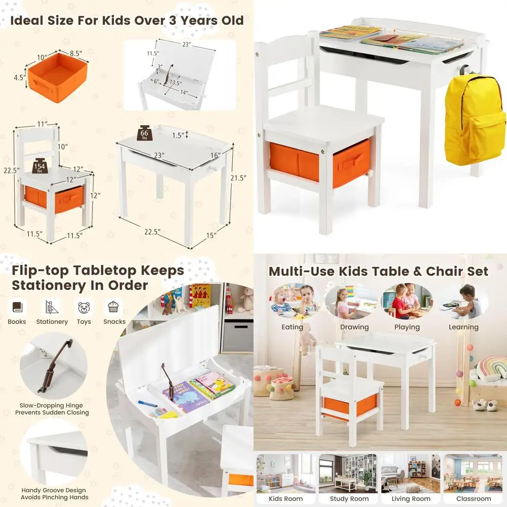 White Wooden Kids Desk and Chair Set with Storage, Hinged Lid, and Art Activity Features for Daycare or Kindergarten
White Wooden Kids Desk and Chair Set with Storage, Hinged Lid, and Art Activity Features for Daycare or Kindergarten