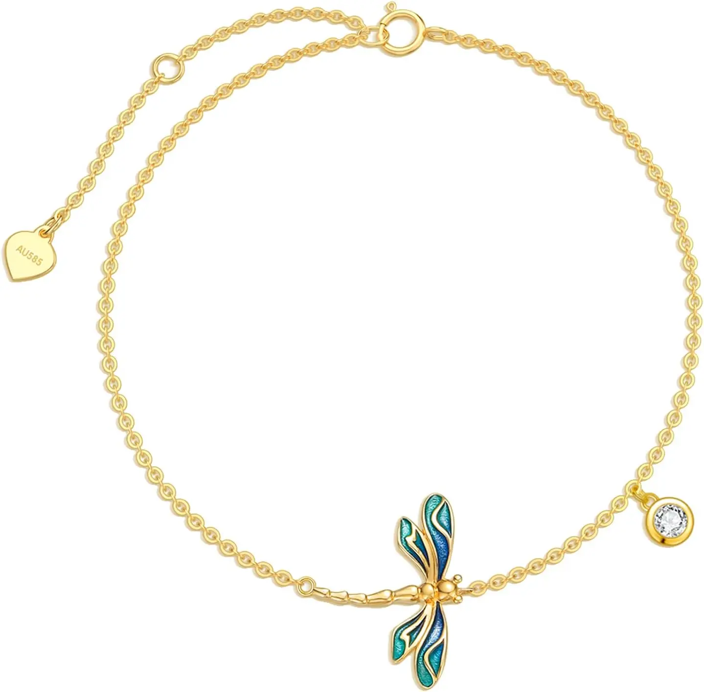 Real 10k Gold Dragonfly Ankle Bracelet for Women, 10 Karat Gold Animal Lover Anklet Jewelry Gifts for Her, 9.4"+0.8"+0.8"
Real 10k Gold Dragonfly Ankle Bracelet for Women, 10 Karat Gold Animal Lover Anklet Jewelry Gifts for Her, 9.4"+0.8"+0.8"