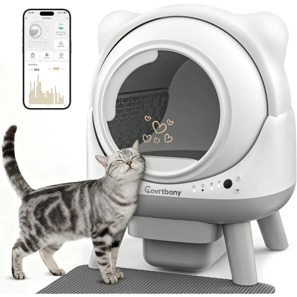 Smart Self-Cleaning Litter Box for Multiple Cats, App-Controlled, Safety Sensors, Trash Bags Included, White & Grey
Smart Self-Cleaning Litter Box for Multiple Cats, App-Controlled, Safety Sensors, Trash Bags Included, White & Grey