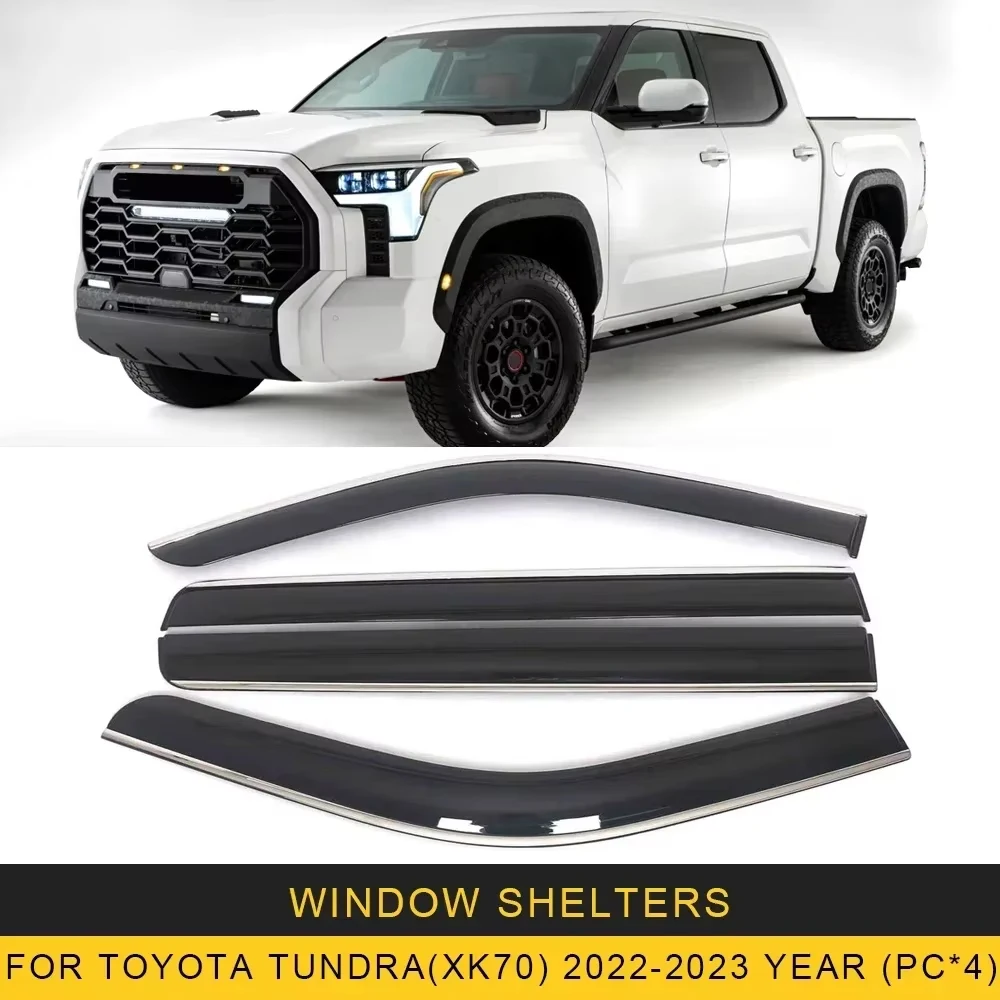 Chrome Strips Rain Guards for Toyota Tundra(XK70) 2022-2023 Window Visor Wind Deflectors Door Visor Vent Shades Ventvisor
Chrome Strips Rain Guards for Toyota Tundra(XK70) 2022-2023 Window Visor Wind Deflectors Door Visor Vent Shades Ventvisor