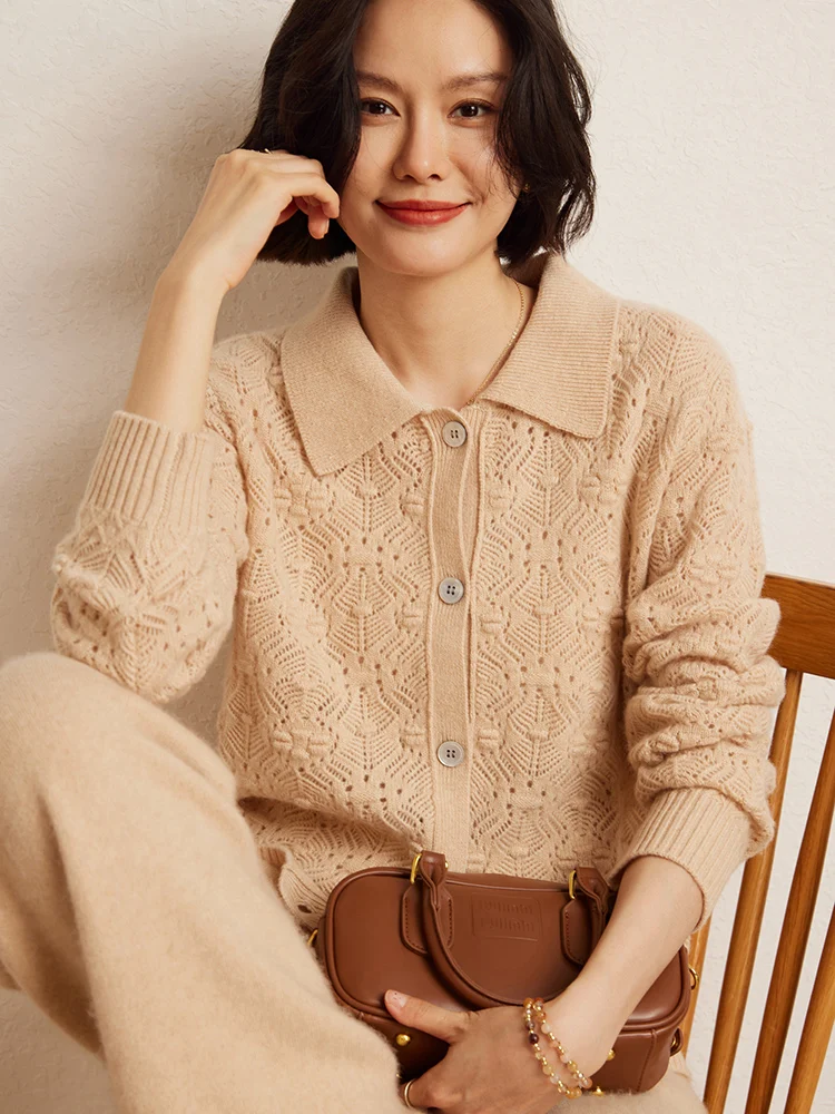 100% кашемировый свитер с полым воротником Питера Пэна, осень-зима, женский кардиган в стиле ретро, женская одежда в пасторальном стиле, топ 2025
100% кашемировый свитер с полым воротником Питера Пэна, осень-зима, женский кардиган в стиле ретро, женская одежда в пасторальном стиле, топ 2025