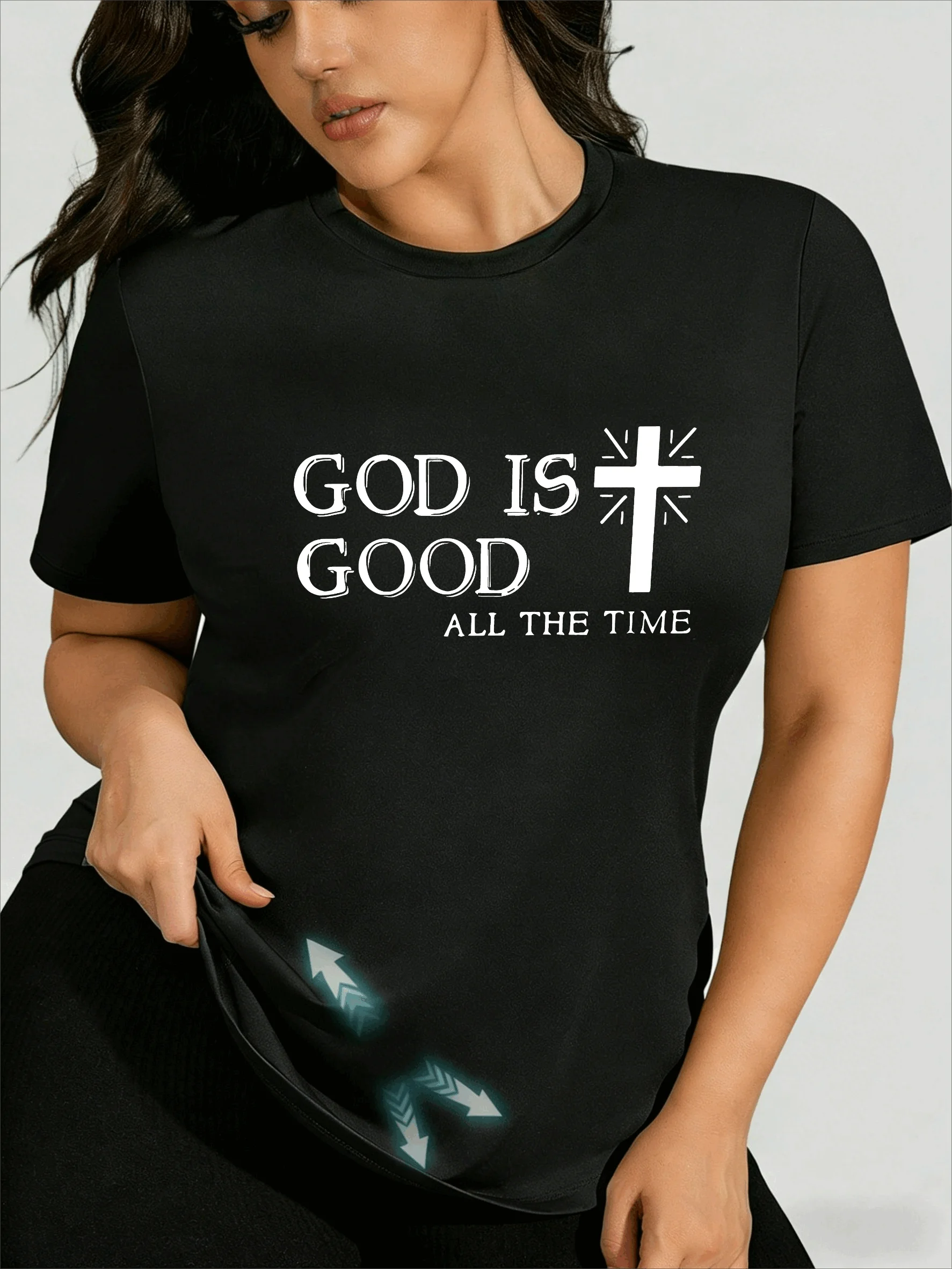 Футболка Sweet Cool God Is Good Cross Slogan Plus Size, темно-синяя, приталенная, с коротким рукавом, в стиле Y2K
Футболка Sweet Cool God Is Good Cross Slogan Plus Size, темно-синяя, приталенная, с коротким рукавом, в стиле Y2K