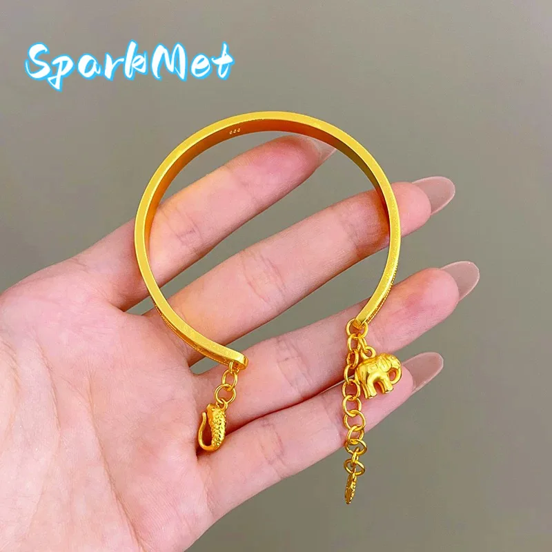 SparkmetLight luxury 9999 24K real gold baby elephant bracelet with adjustable opening and high-end feeling Chinese style gift
SparkmetLight luxury 9999 24K real gold baby elephant bracelet with adjustable opening and high-end feeling Chinese style gift