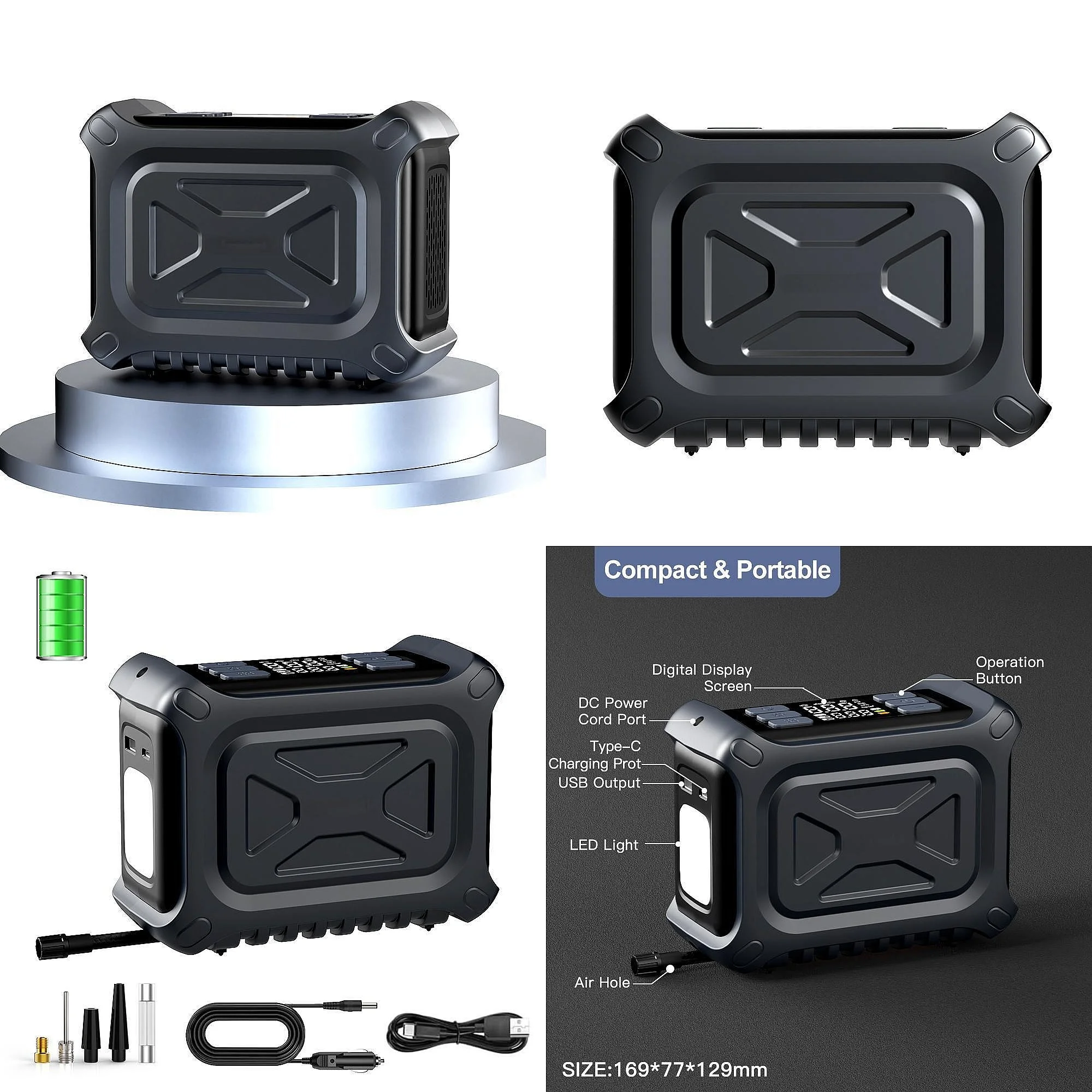 Portable Mini Car Tire Inflator Wireless Electric Air Pump with Digital Display
Portable Mini Car Tire Inflator Wireless Electric Air Pump with Digital Display