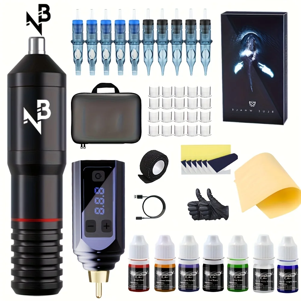 Goldplume Tattoo Gun Kit, Wireless Tattoo Machine Kit, Tattoo Gun Kit, with 1500Mah Tattoo Power Supply and 10Pcs Tattoo Needles and Other Accessories, Complete Tattoo Kit, Tattoo Supplies for Tattoo Beginners and Tattoo Masters
Goldplume Tattoo Gun Kit, Wireless Tattoo Machine Kit, Tattoo Gun Kit, with 1500Mah Tattoo Power Supply and 10Pcs Tattoo Needles and Other Accessories, Complete Tattoo Kit, Tattoo Supplies for Tattoo Beginners and Tattoo Masters