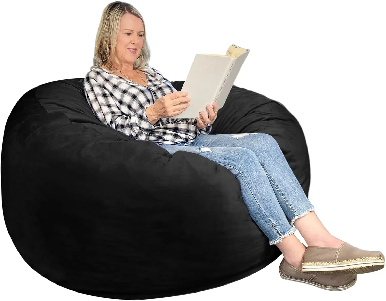 3 ft Bean Bag Chair with Memory Foam, Ultra Soft Velvet, Side Pocket & Handle - Black
3 ft Bean Bag Chair with Memory Foam, Ultra Soft Velvet, Side Pocket & Handle - Black